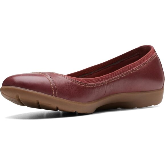 Clarks Womens Chestnut Leather Closed Pointed Toe Meadow Opal Ballet Flat Shoes - Picture 5 of 9